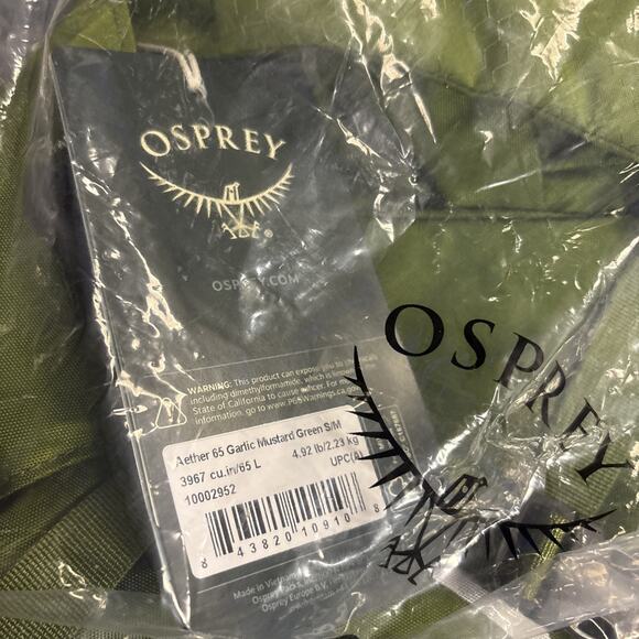 Osprey Aether 65L Men's Garlic Mustard Green S/M NEW! - Picture 3 of 4